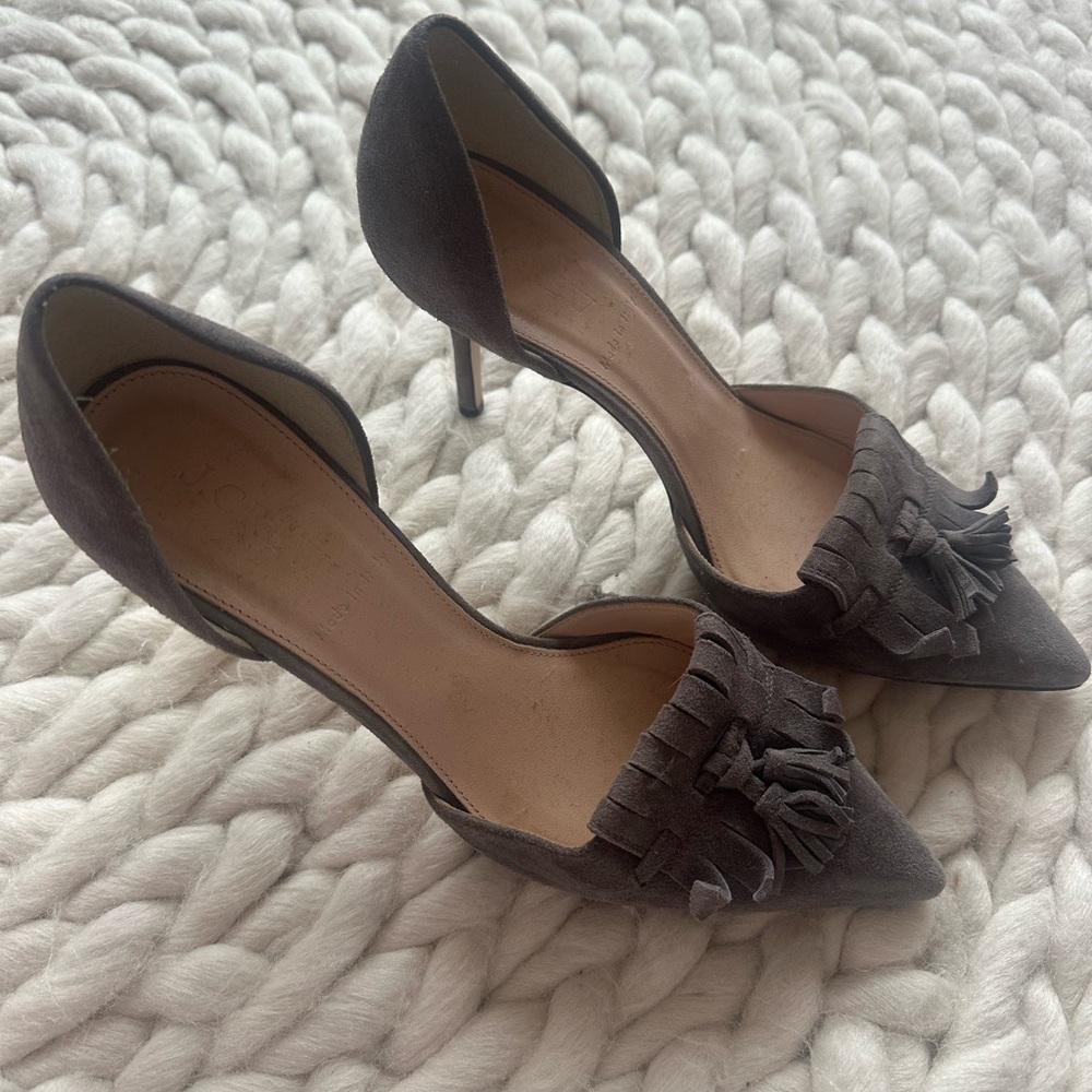 J. Crew Gray Heels with Ruffled Detail